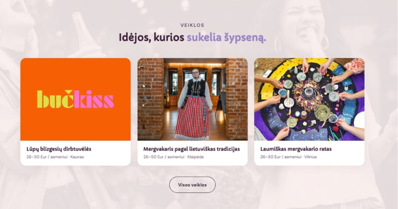 Mergvakario fėja — veiklų sekcija